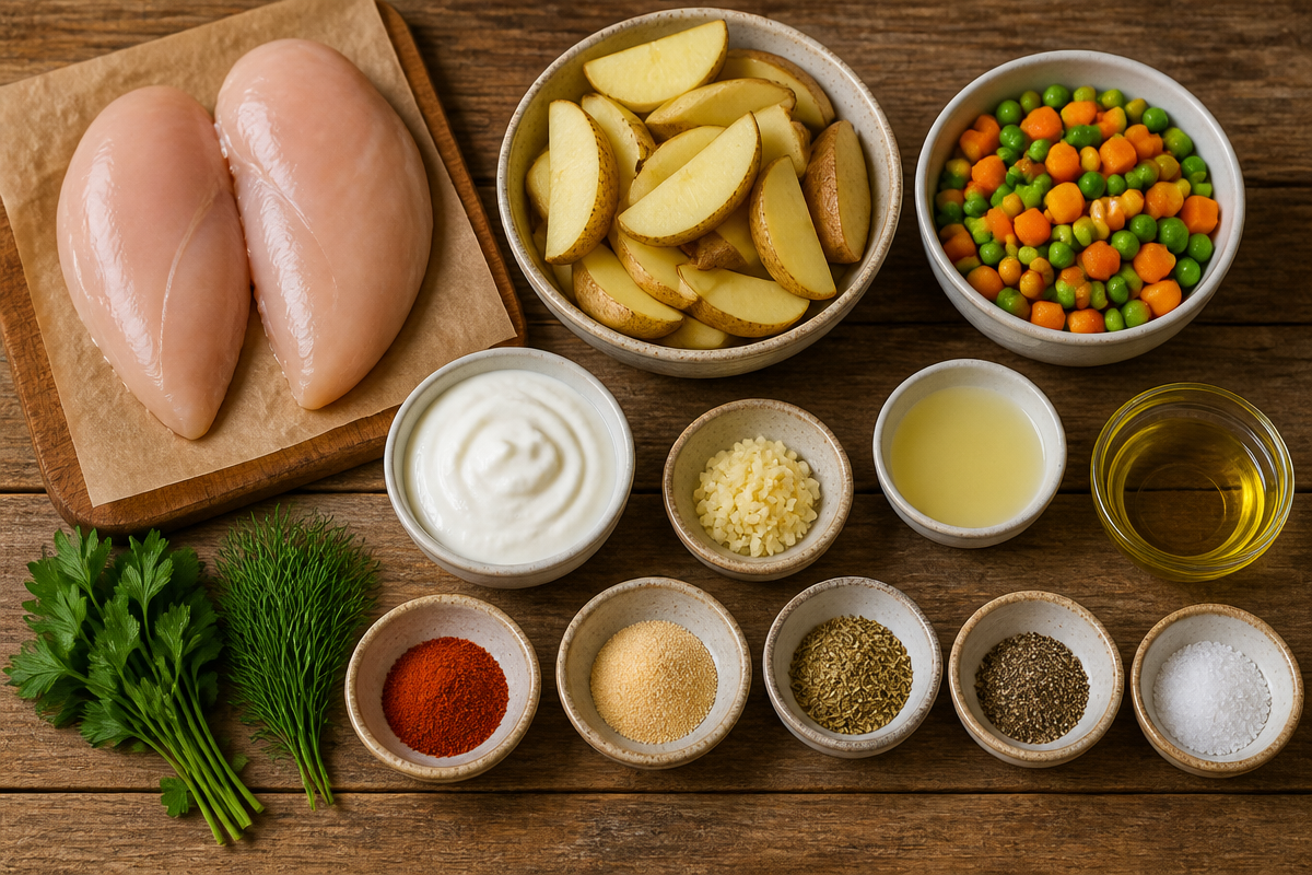 Golden Herb-Grilled Chicken With Potato Wedges