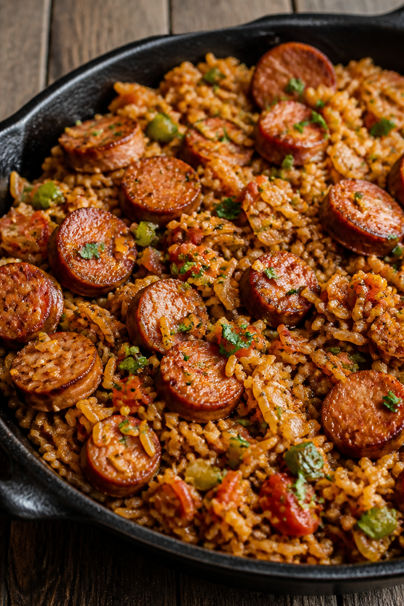 Cajun Sausage and Rice Skillet
