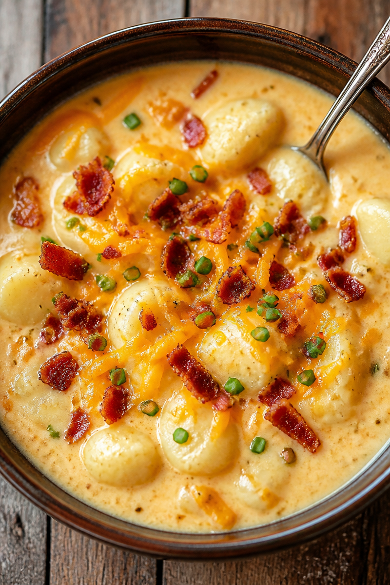 Bacon Cheddar Gnocchi Soup