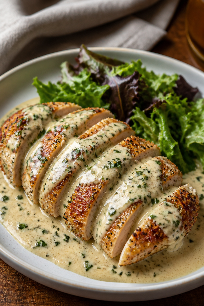 Caesar Chicken with Creamy Parmesan Sauce