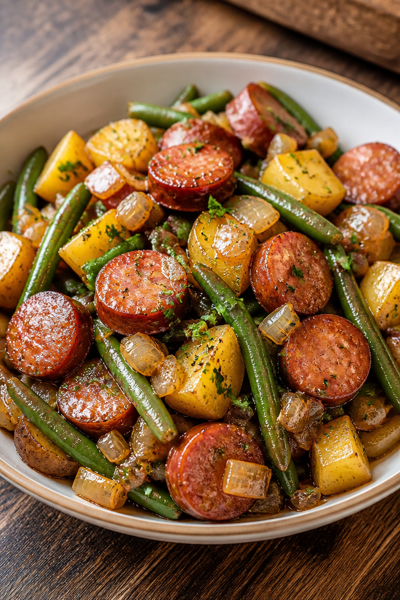Crockpot Kielbasa and Green Beans