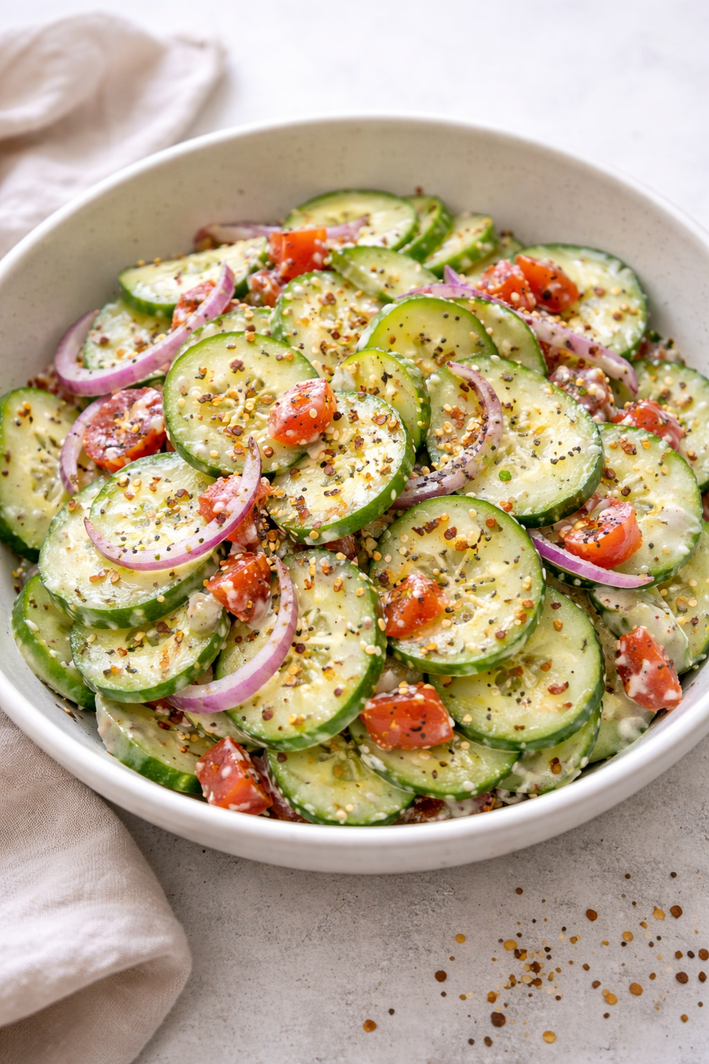 Fresh Cucumber Salad with Everything Bagel Seasoning