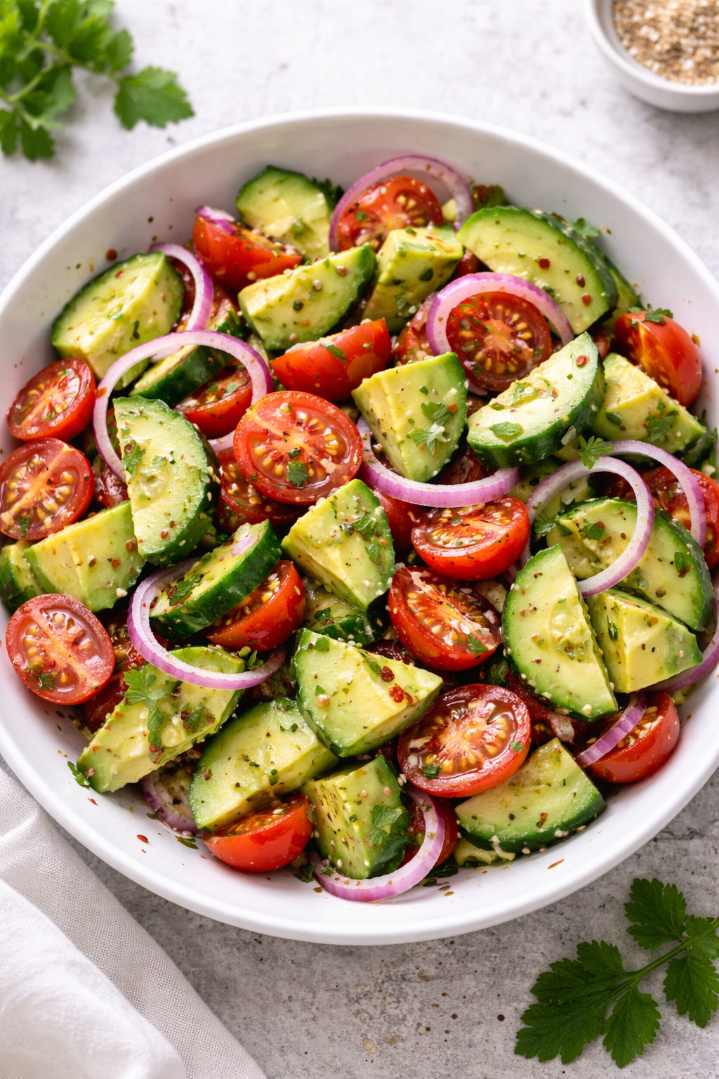 Cucumber Tomato Avocado Salad