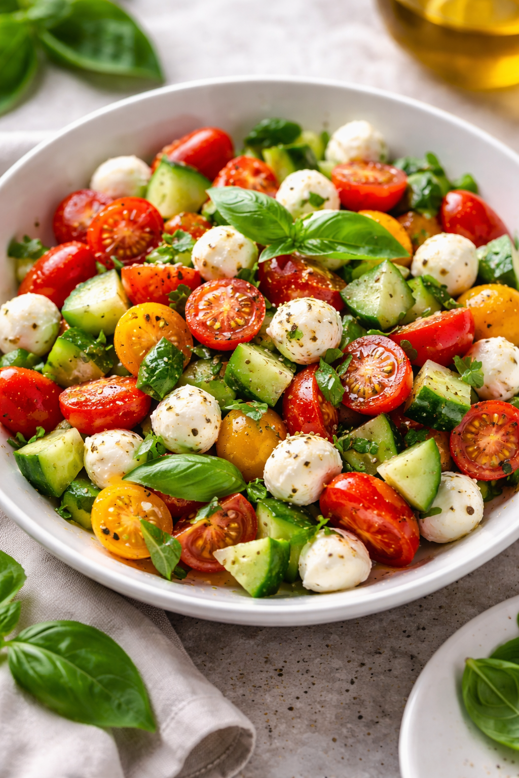 Tomato Cucumber Mozzarella Salad