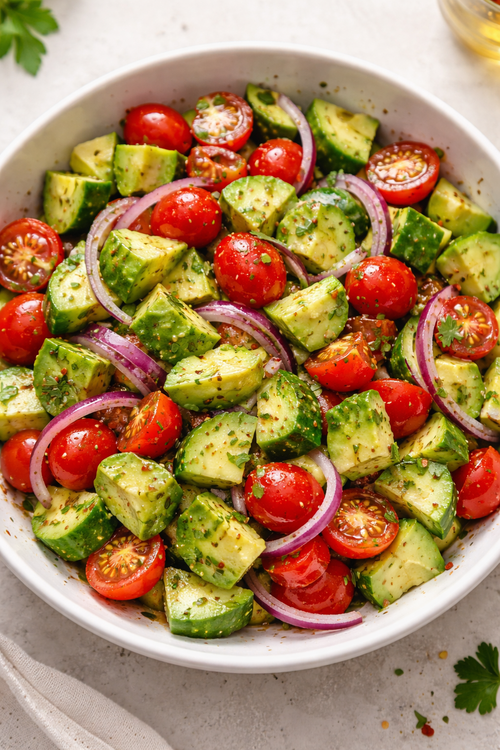 Cucumber Tomato Avocado Salad