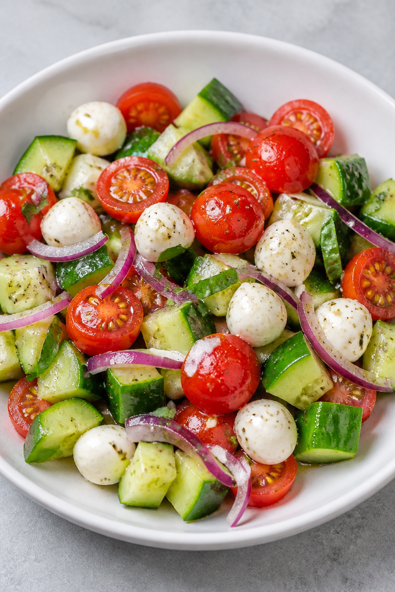 Juicy Cucumber Caprese Salad