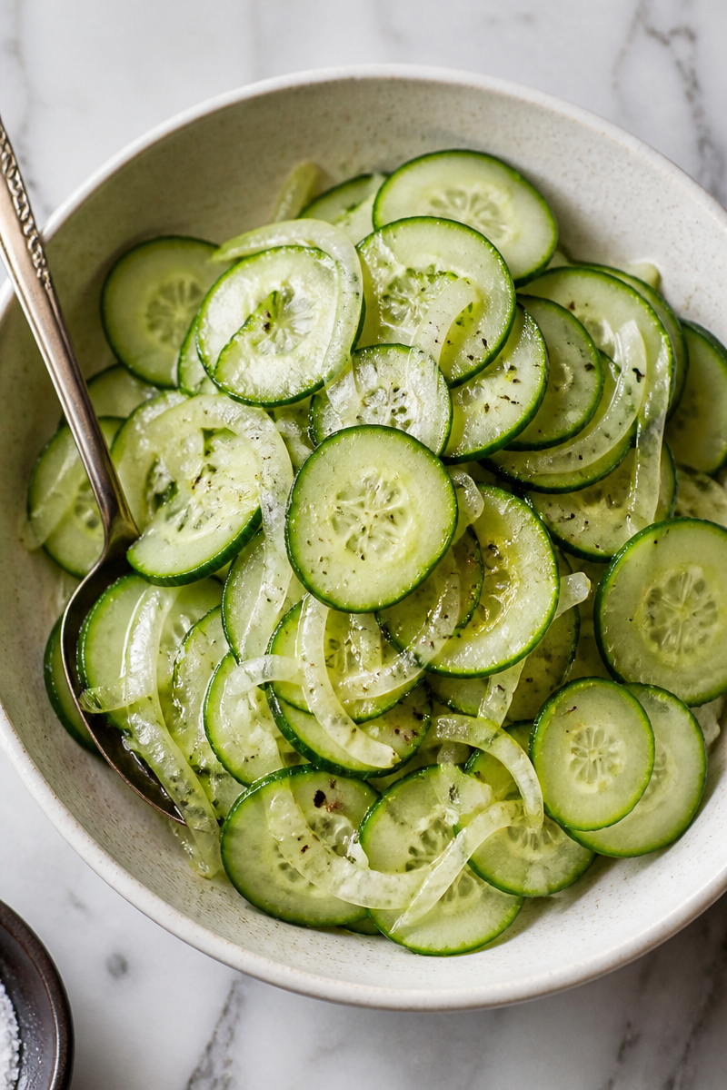 Easy Cucumber Vinegar Salad Recipe (with Sweet Onion)