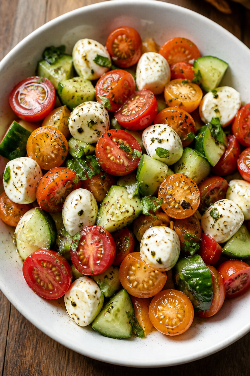 Tomato Cucumber Mozzarella Salad