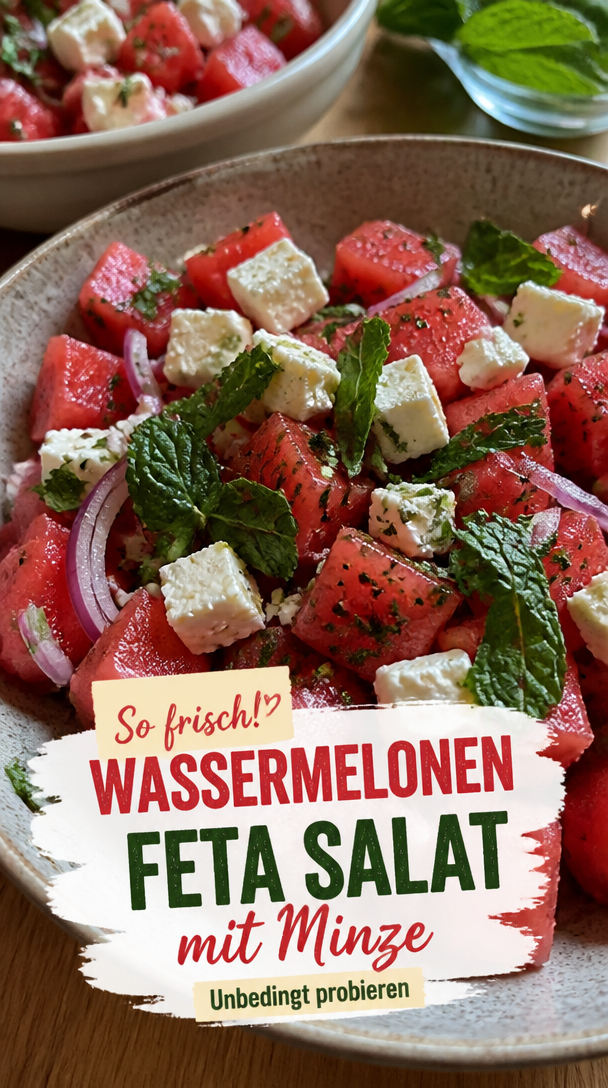 Wassermelonen-Feta-Salat mit Minze &ndash; erfrischend & lecker