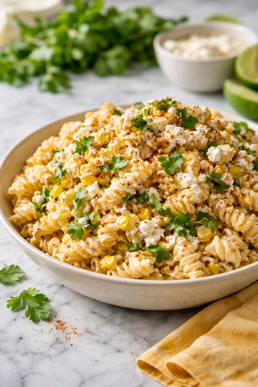 Tasty Elote Pasta Salad with Greek Yogurt - Moana's Kitchen