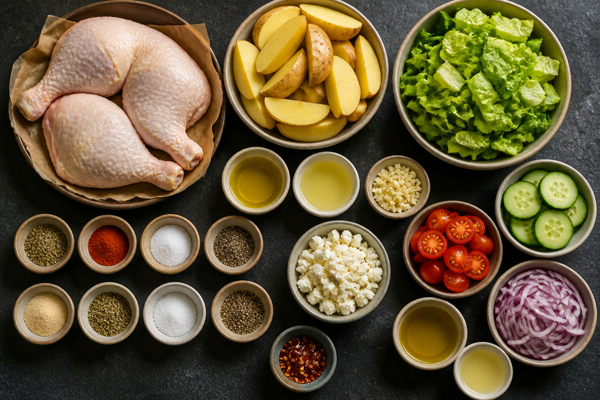 Crispy Greek-Style Chicken Leg Quarters With Potatoes
