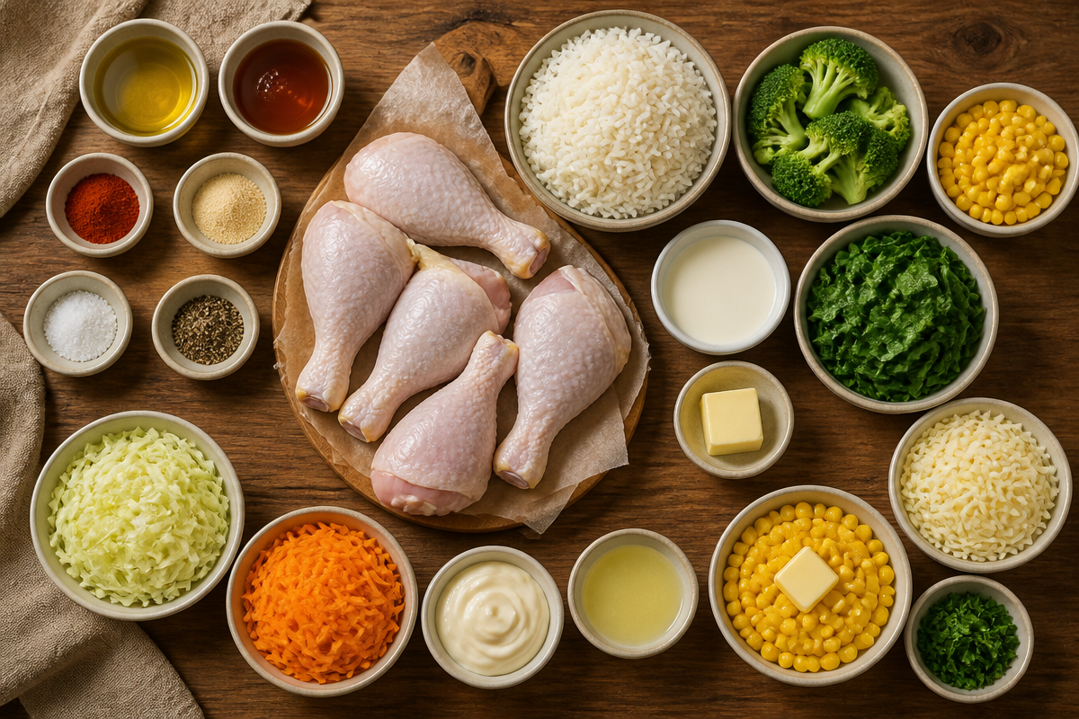 Creamy Herb Rice & Glazed Chicken Drumsticks