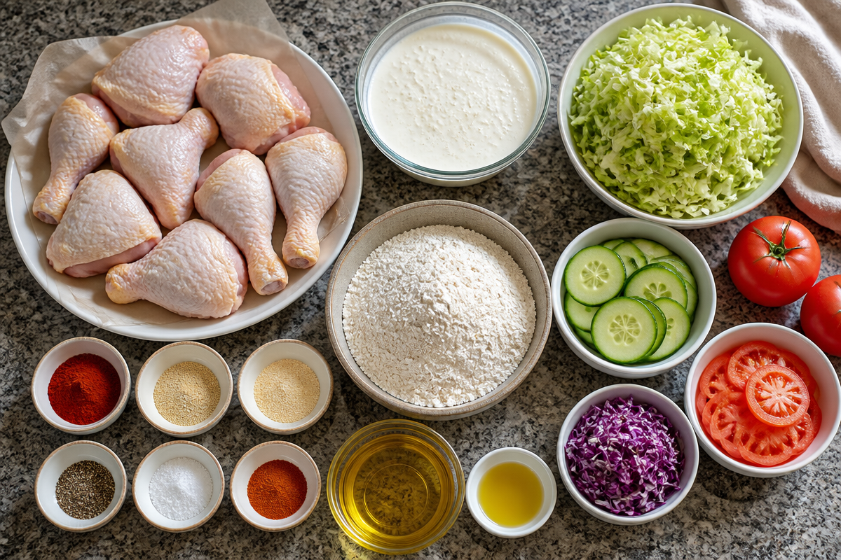 Crispy Southern Fried Chicken with Fresh Garden Salad