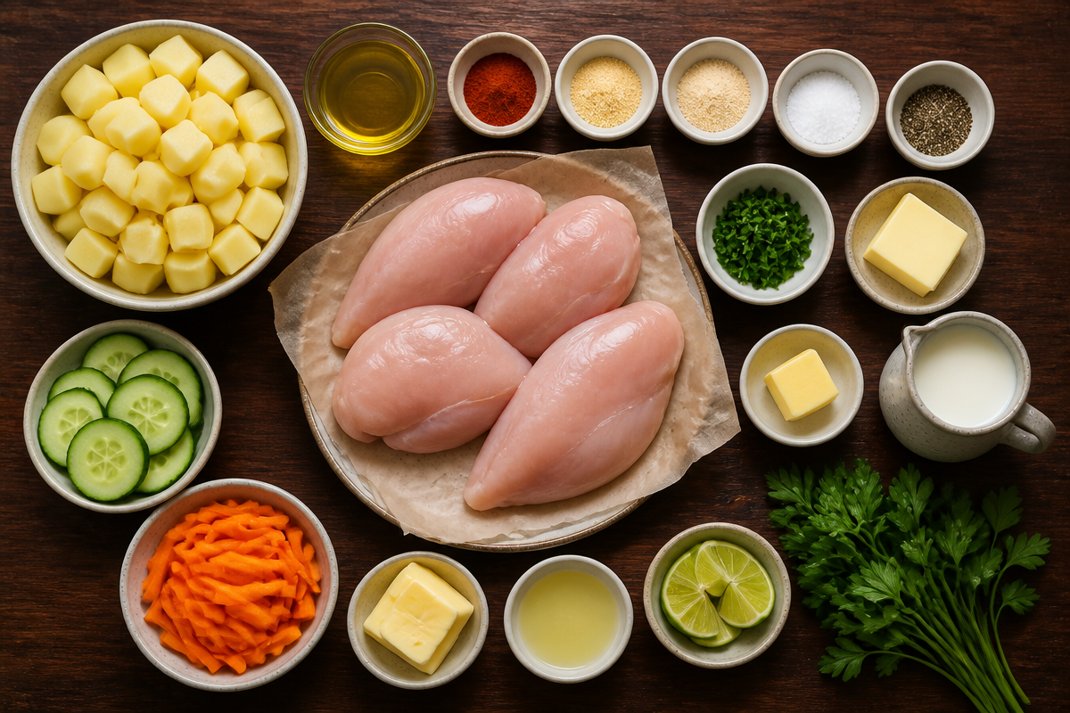 Creamy Garlic Herb Chicken With Mashed Potatoes