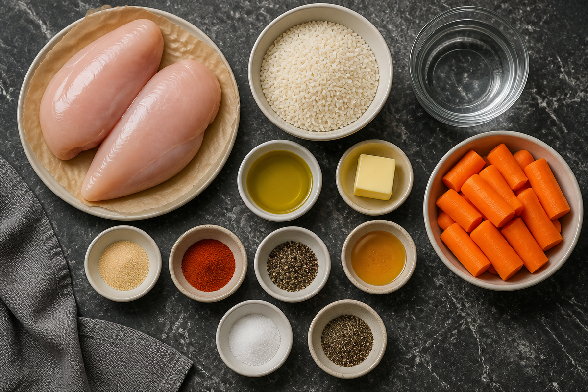 Black Pepper Chicken Breast with Rice & Glazed Carrots