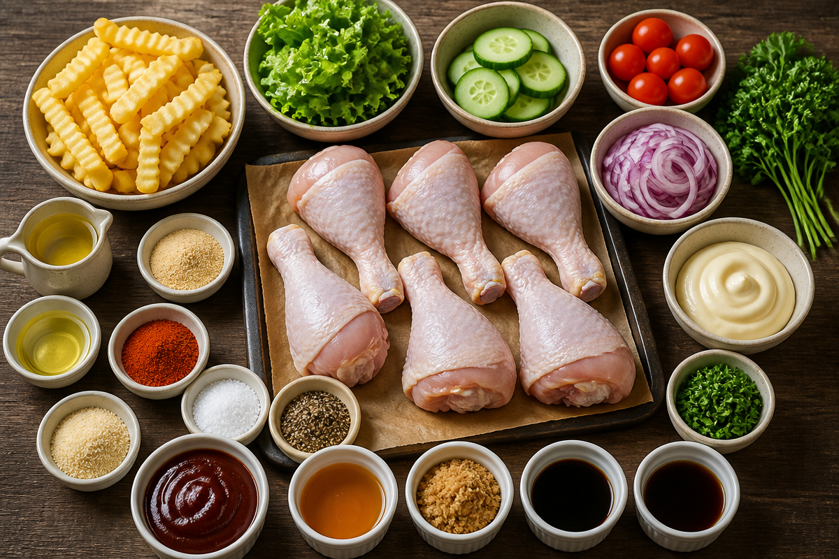 Sticky BBQ Chicken Drumsticks Box with Seasoned Fries & Garden Salad