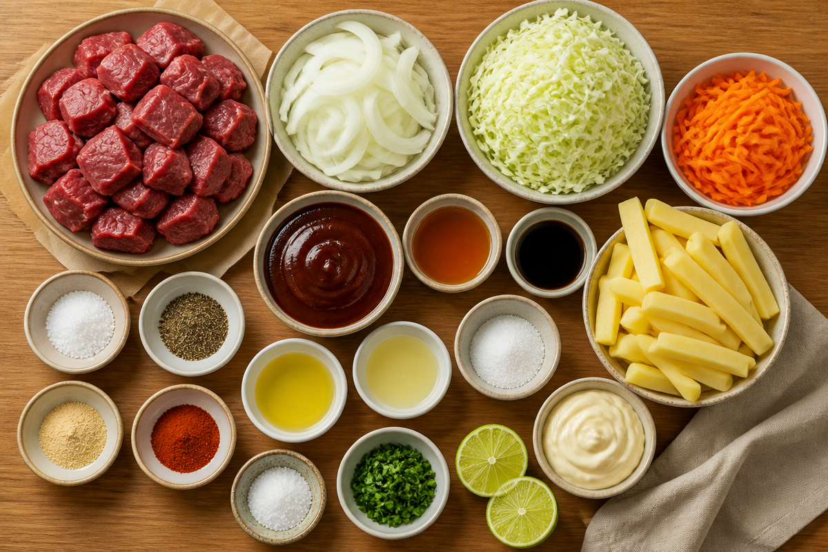 Sticky BBQ Beef Bites with Fries & Creamy Coleslaw