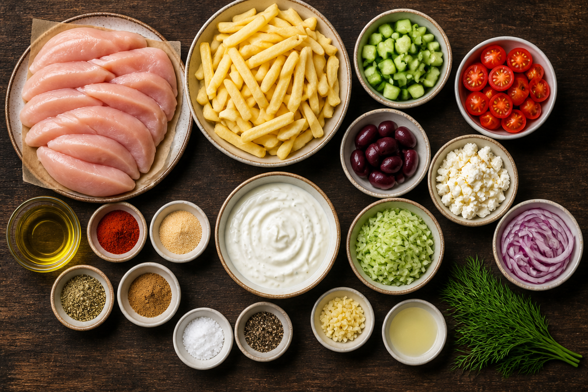 Crispy Chicken Gyro Bowl with Fries