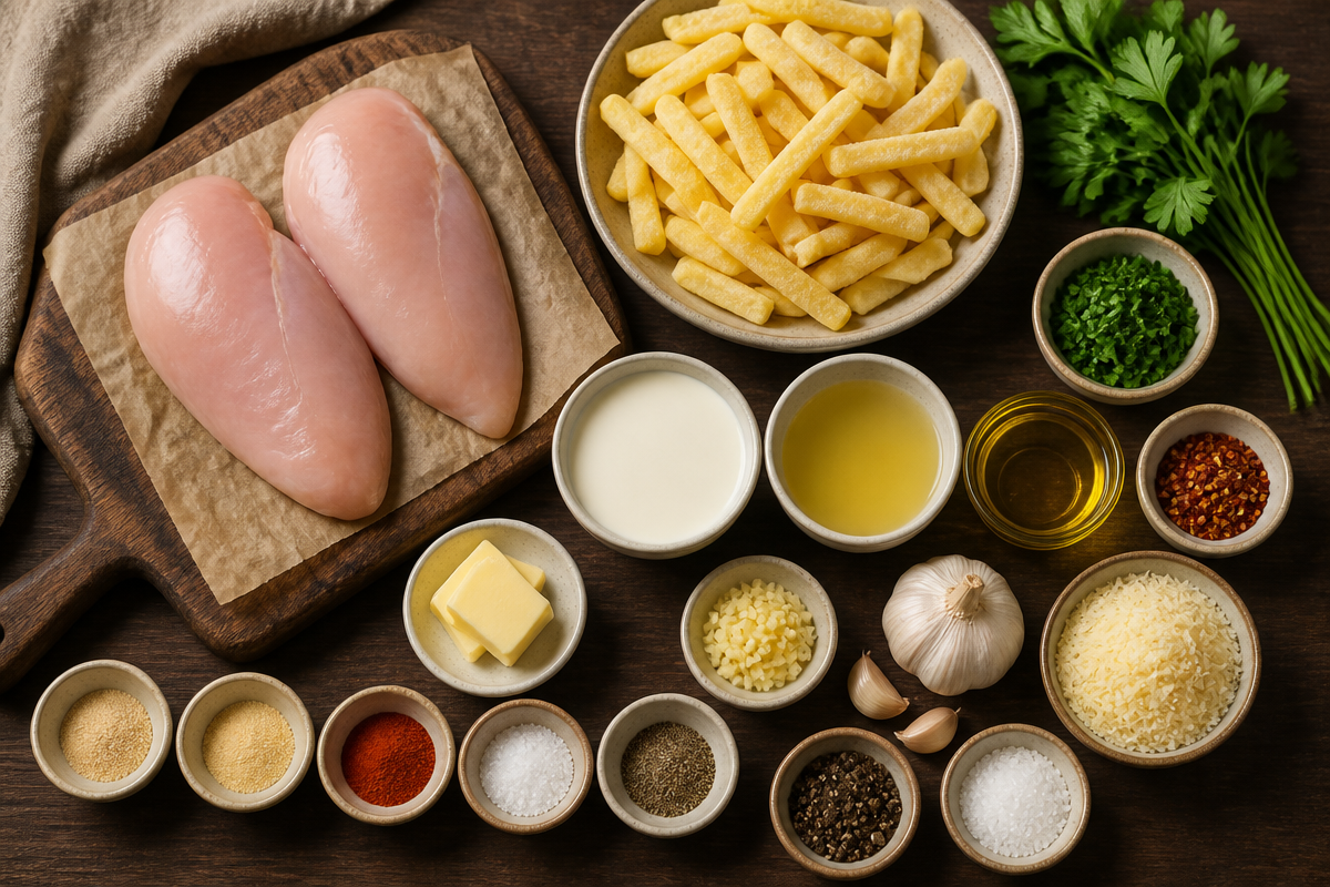 Creamy Peppercorn Chicken and Fries