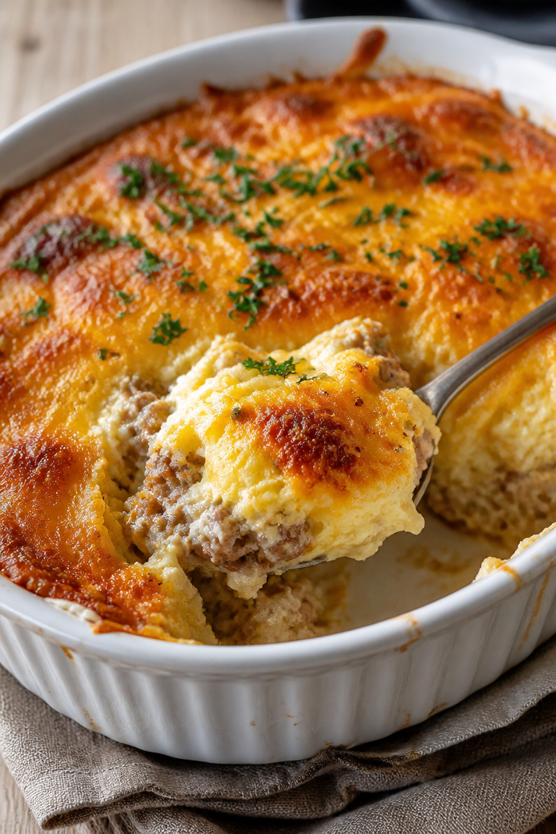 Sausage, Egg, and Cream Cheese Hashbrown Casserole