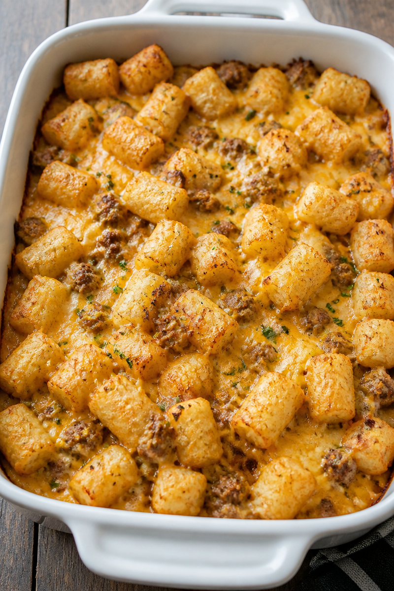 Tater Tot Sausage Breakfast Casserole Recipe | Breakfast Ideas with Tater Tots, Easy Tater Tot Breakfast Casserole Recipe