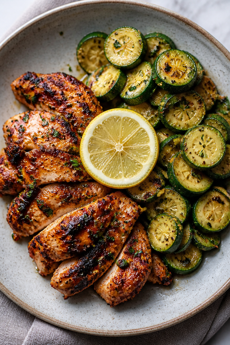 Easy Asado Chicken with Lemon Zucchini Sauté