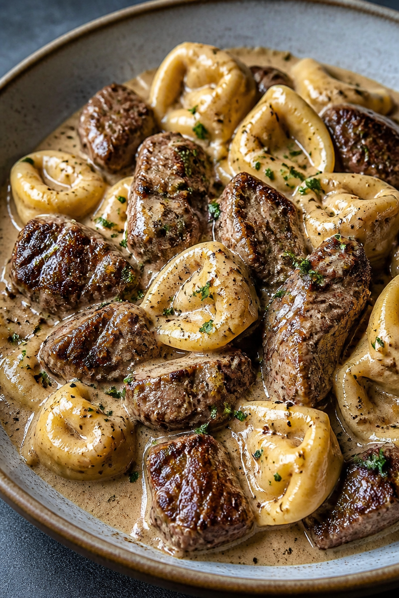 Cracked Garlic Steak Tortellini in Creamhouse Sauce Bliss