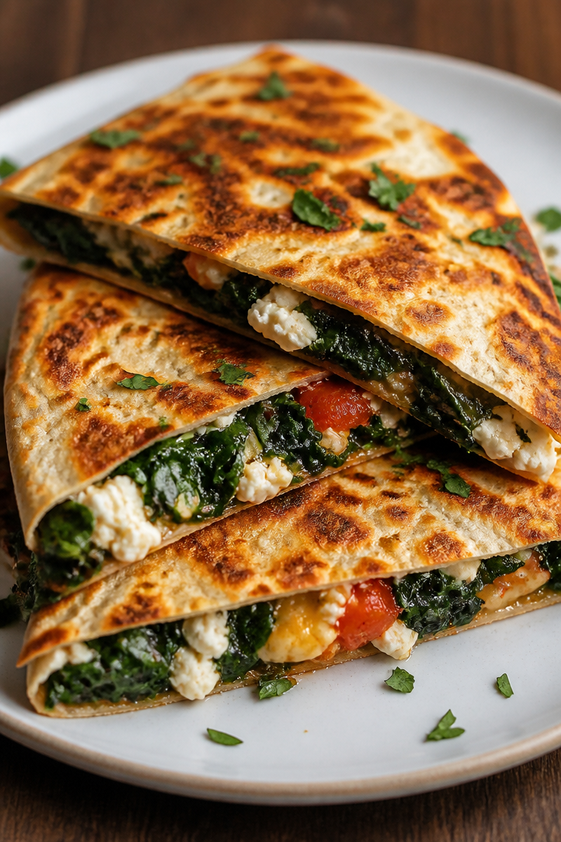 Spinach and Feta Quesadillas