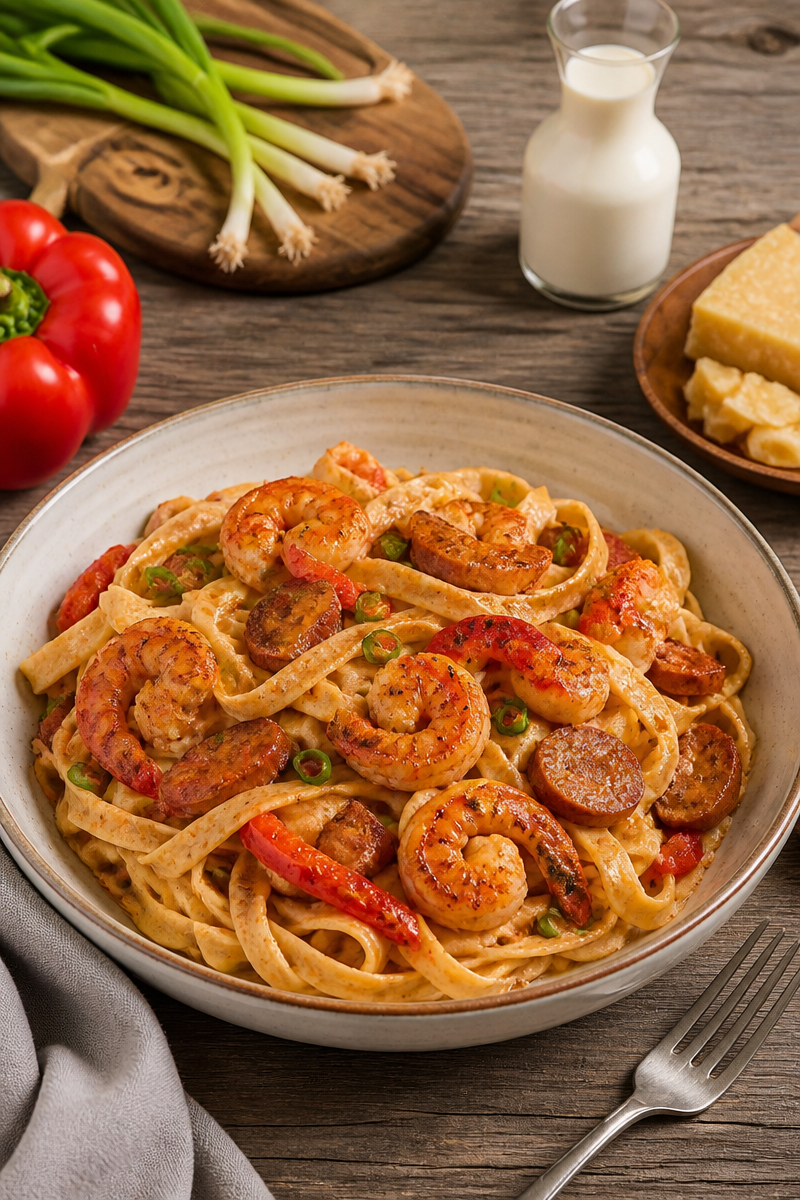 Creamy Cajun Shrimp Pasta with Andouille Sausage