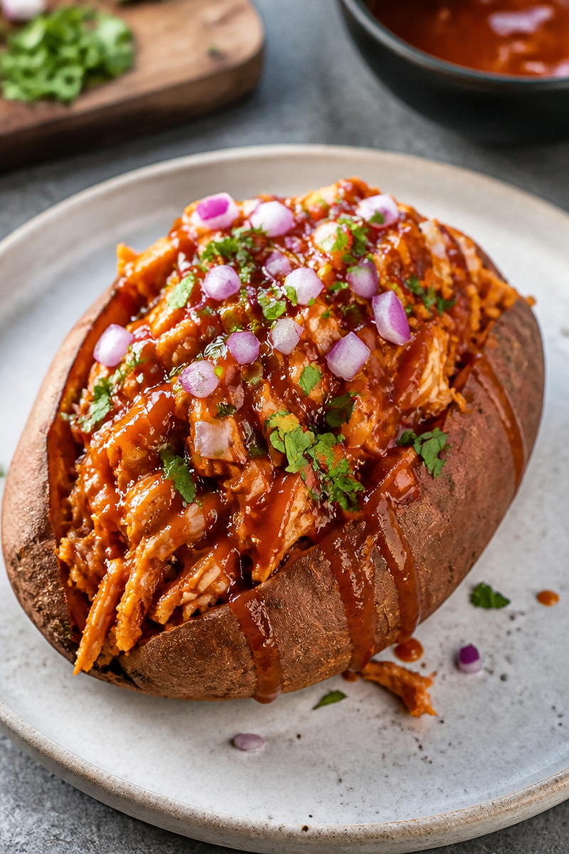 BBQ Chicken Stuffed Sweet Potatoes