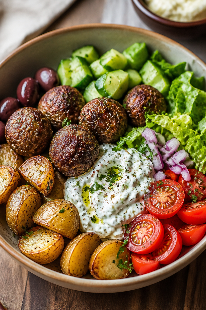 Greek Meatball Bowl