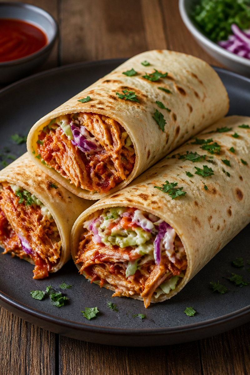 BBQ Chicken Coleslaw Wraps