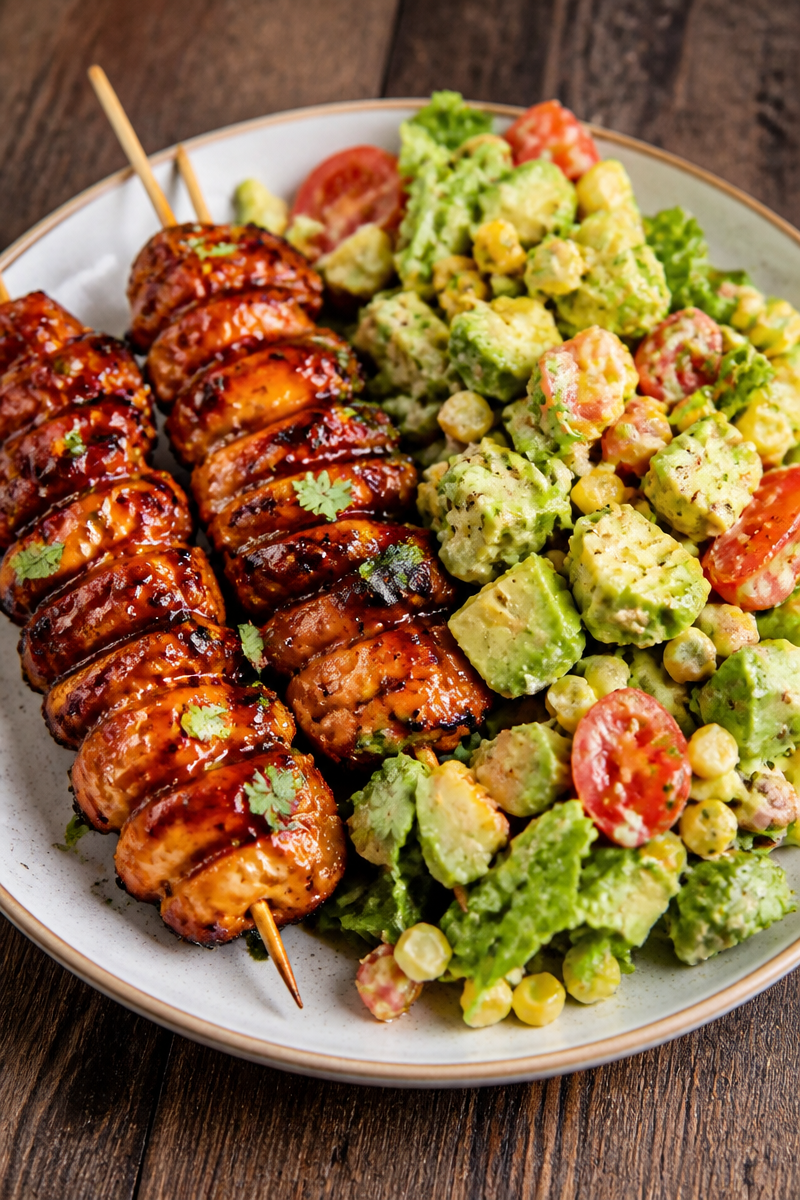 BBQ Chicken Skewer Salad