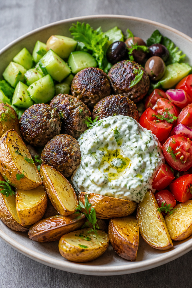 Greek Meatball Bowl