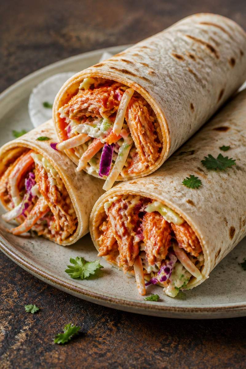 BBQ Chicken Coleslaw Wraps