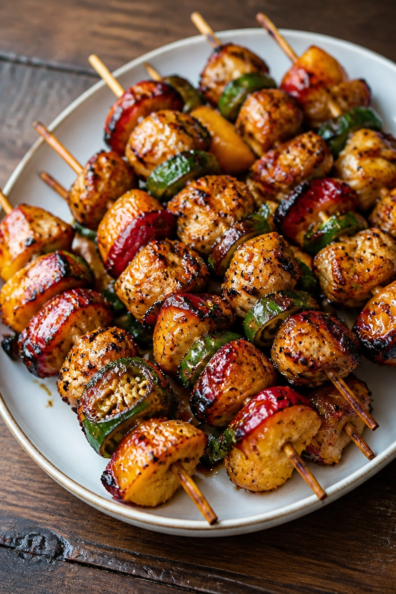 Jalapeño Peach Chicken Skewers