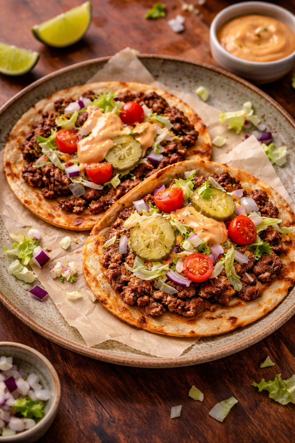 Smash Burger Tacos Recipe with Special Sauce
