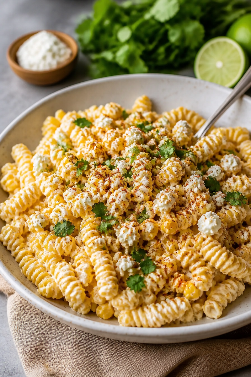 Tasty Elote Pasta Salad with Greek Yogurt - Moana's Kitchen