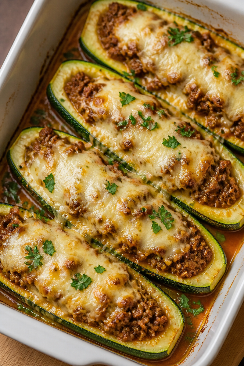 Ground Beef Zucchini Boats