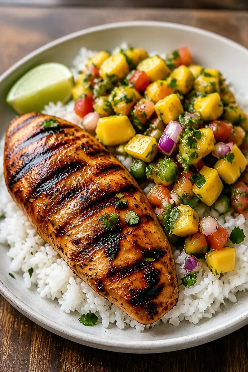 Honey Lime Chicken with Mango Salsa