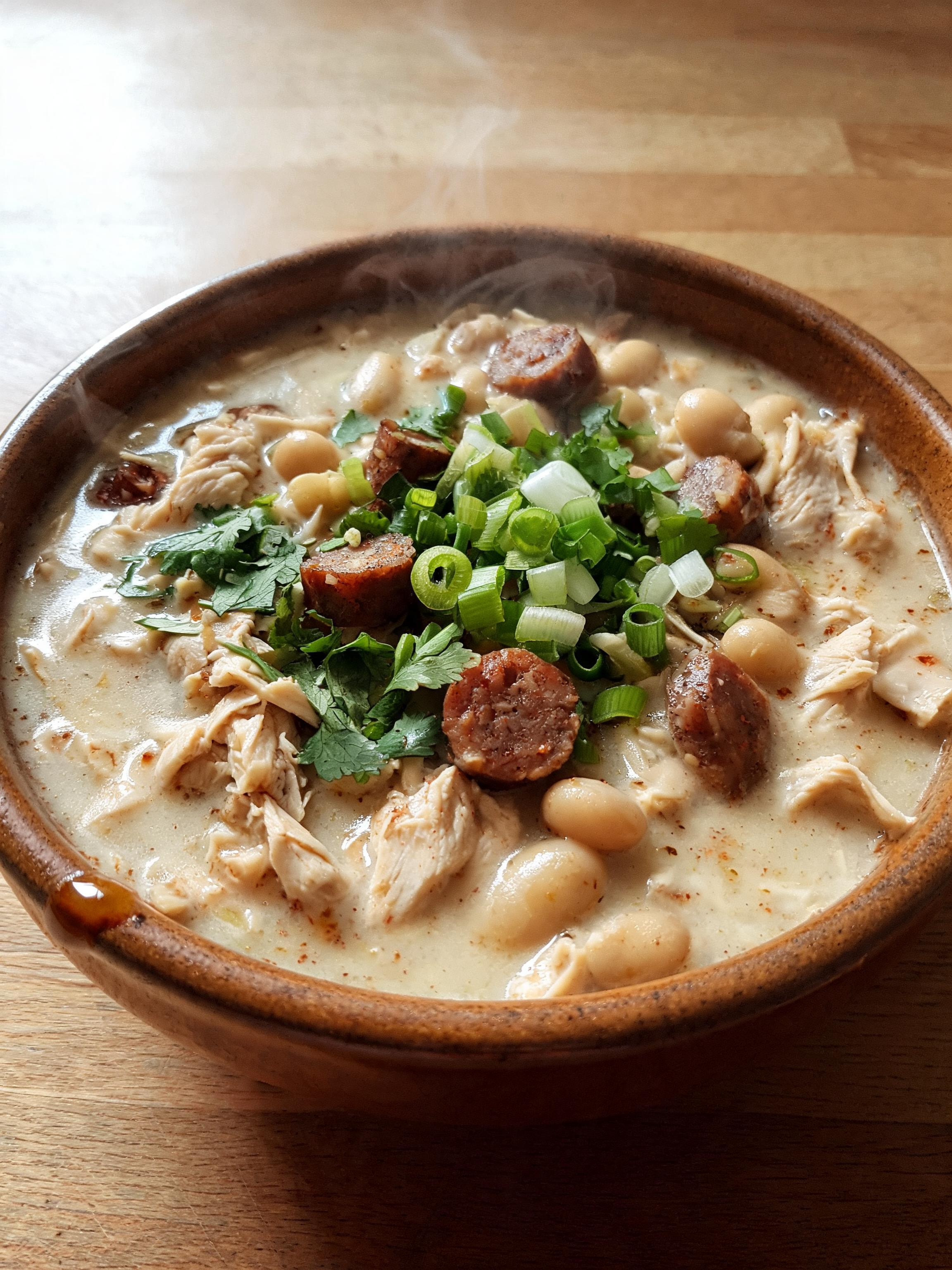 Creamy Cajun White Chicken Chili