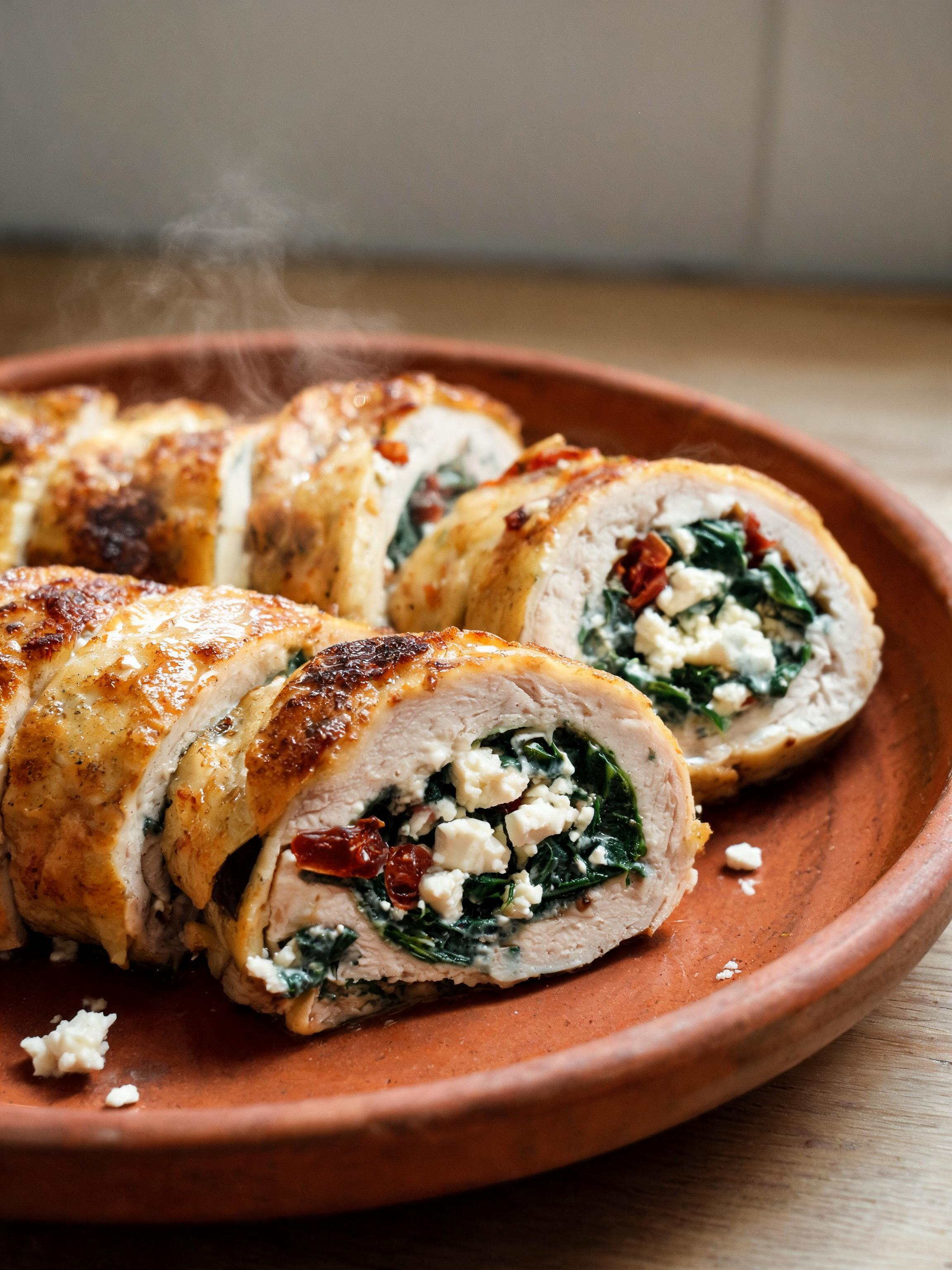 Creamy Rolled Chicken with Feta and Spinach