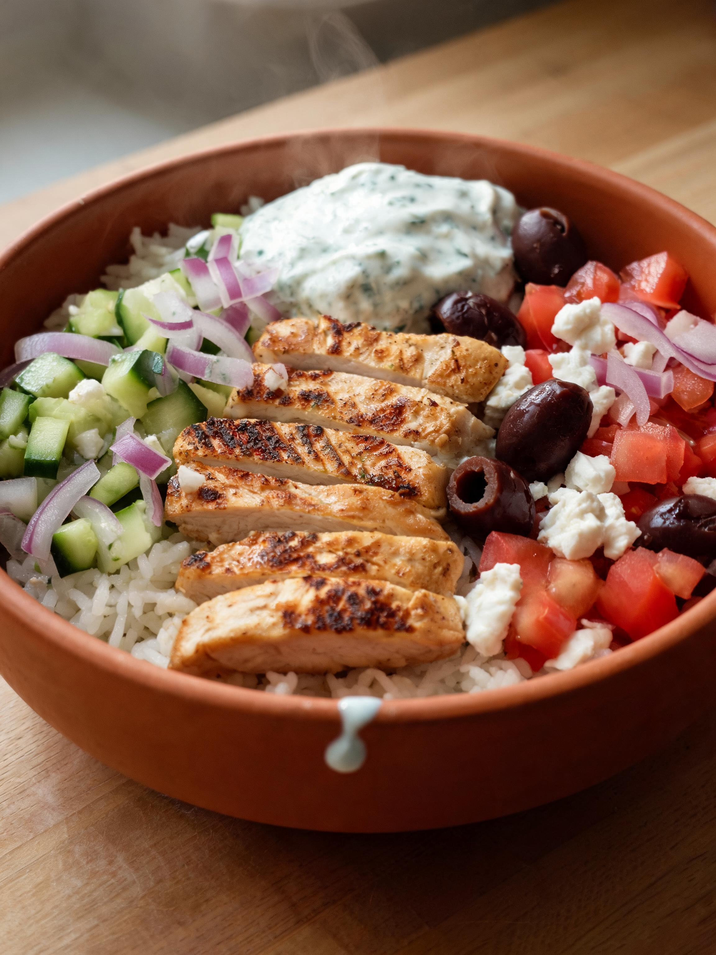 Crispy Greek Chicken Bowls
