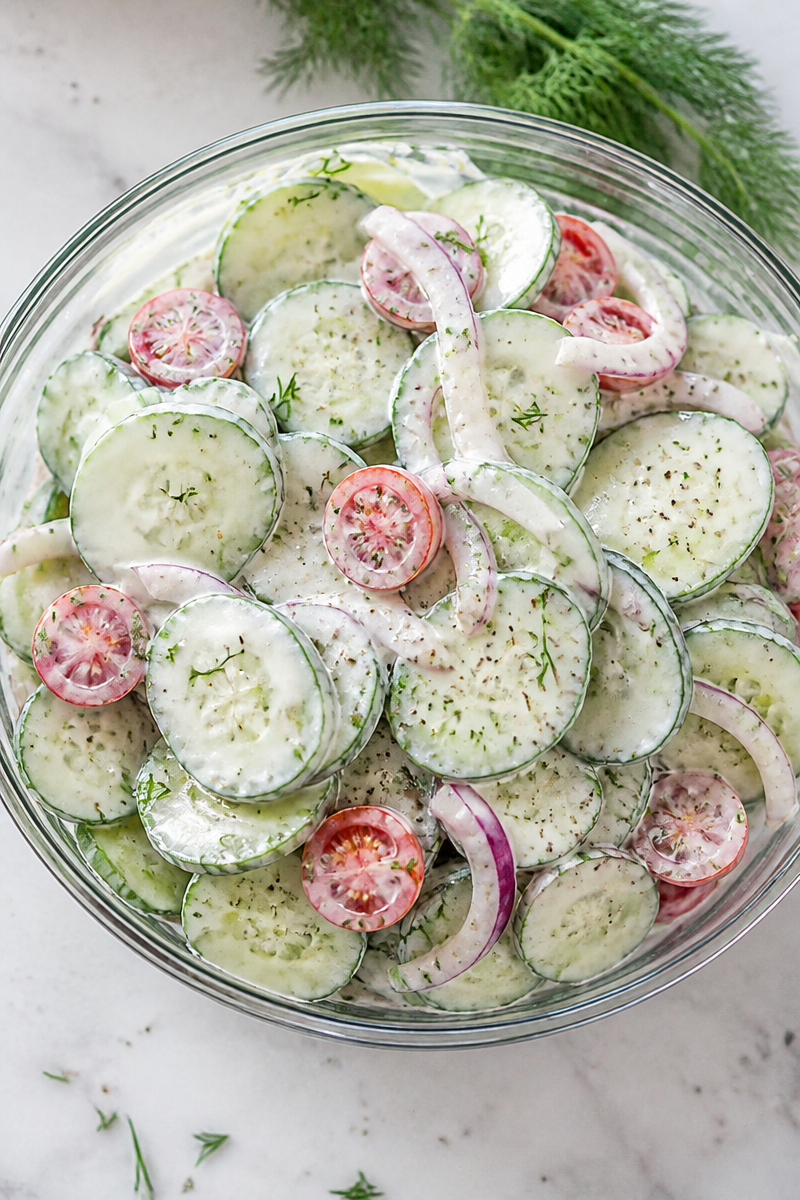 Creamy Cucumber Tomato Salad