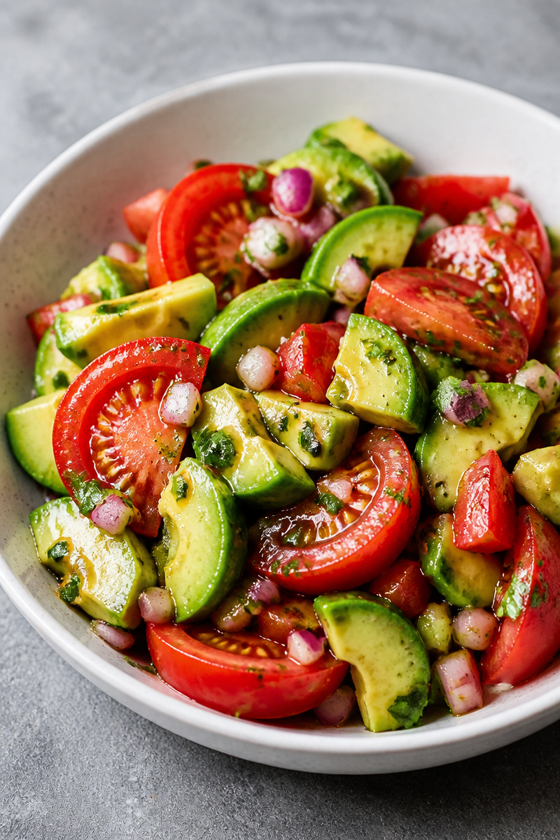 Italian Tomato, Cucumber, and Avocado Salad