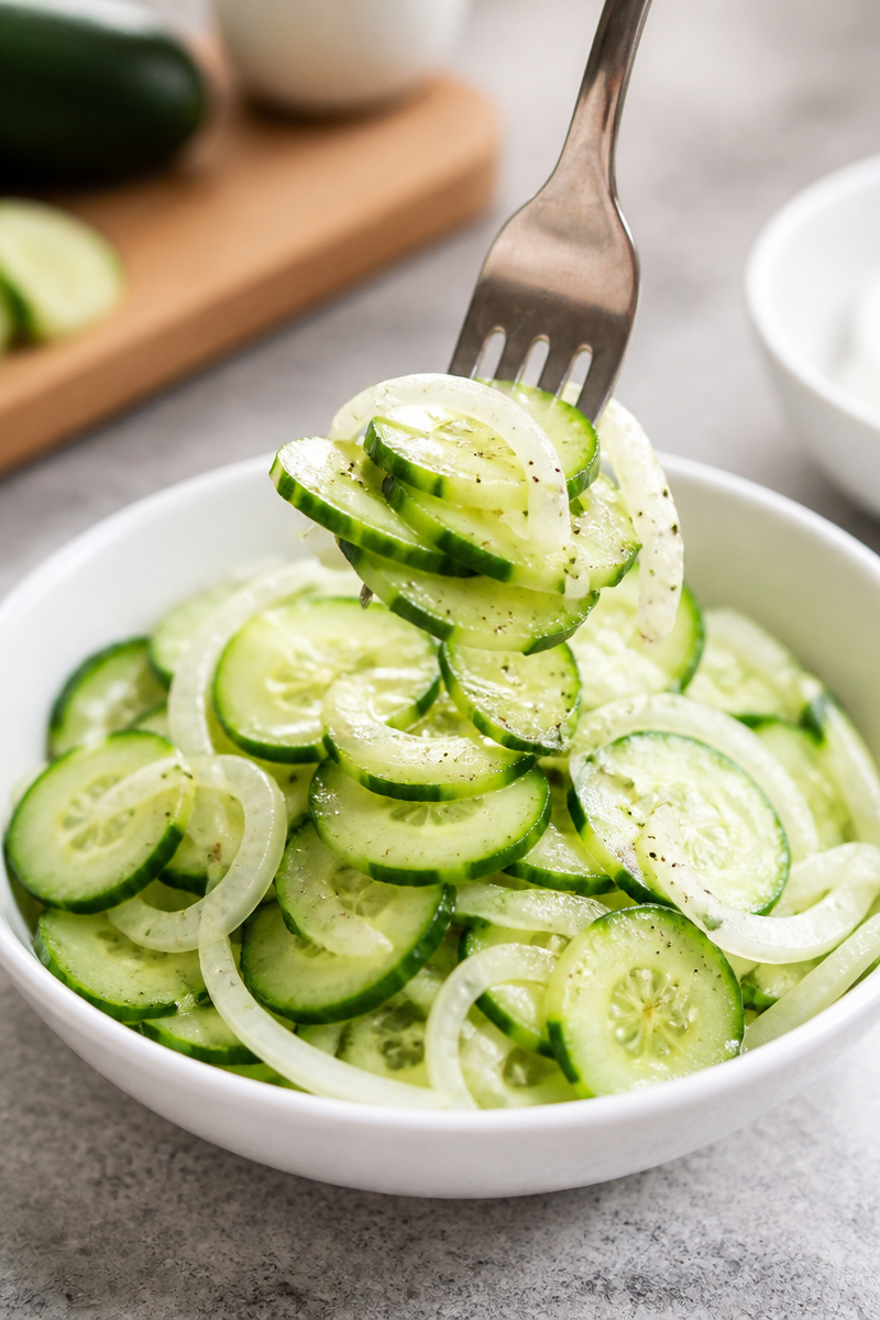 Simple Cucumber and Onion Salad | Recipe for Cucumbers and Onions, Cucumbers and Onions in Vinegar, Southern Cucumber Salad
