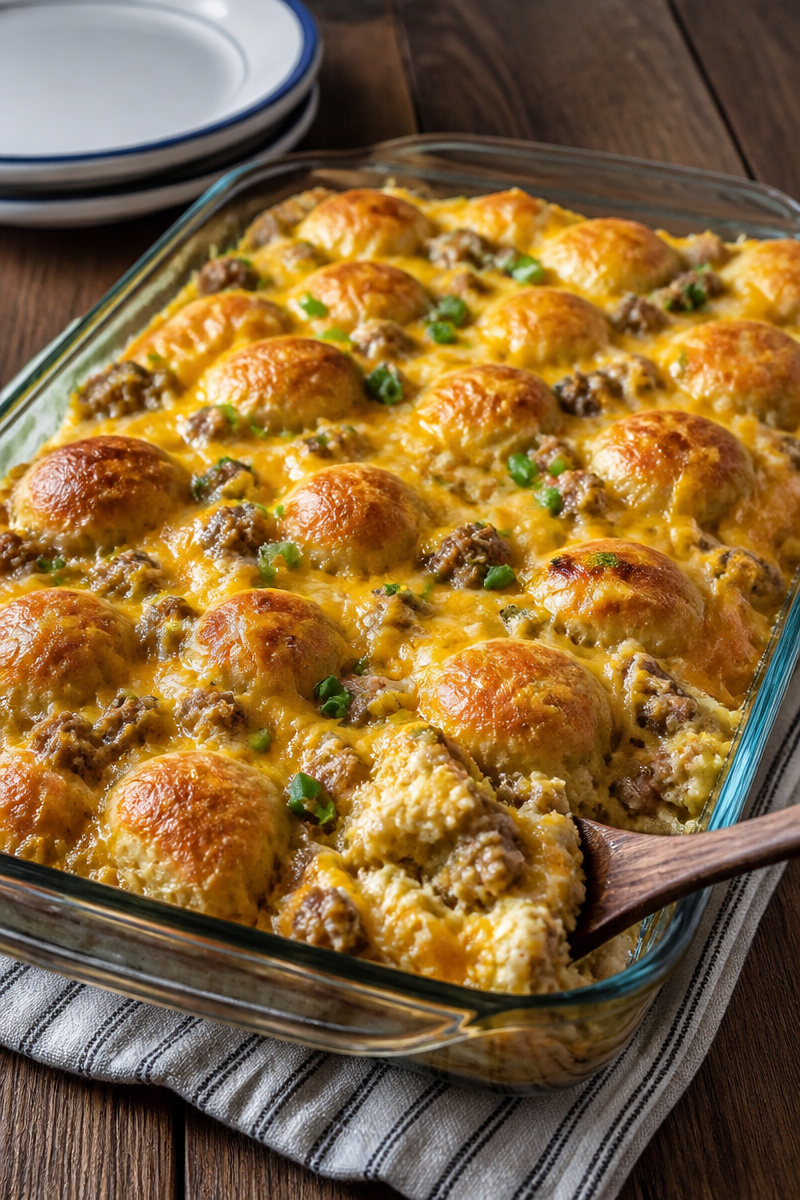 Sausage, Egg and Biscuits Casserole