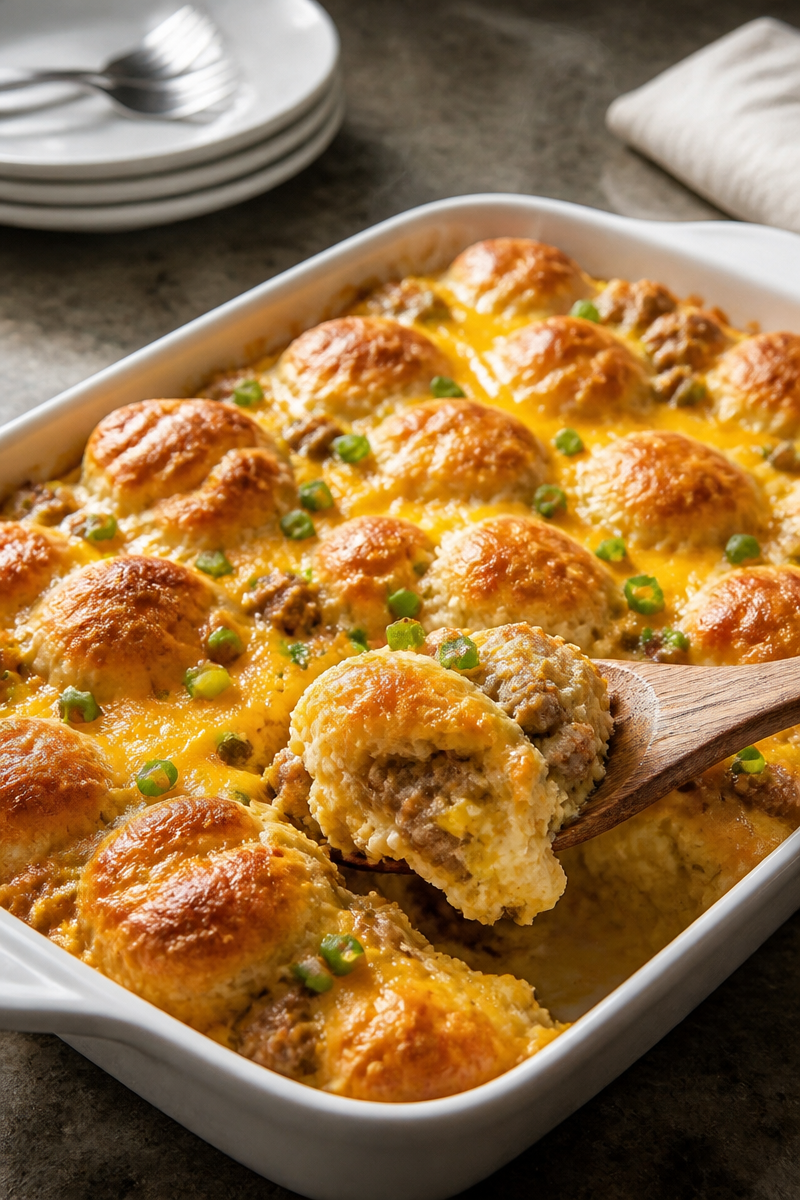 Sausage, Egg and Biscuits Casserole