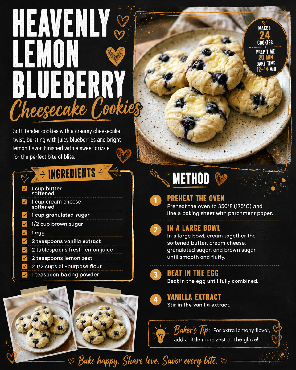 Heavenly Lemon Blueberry Cheesecake Cookies