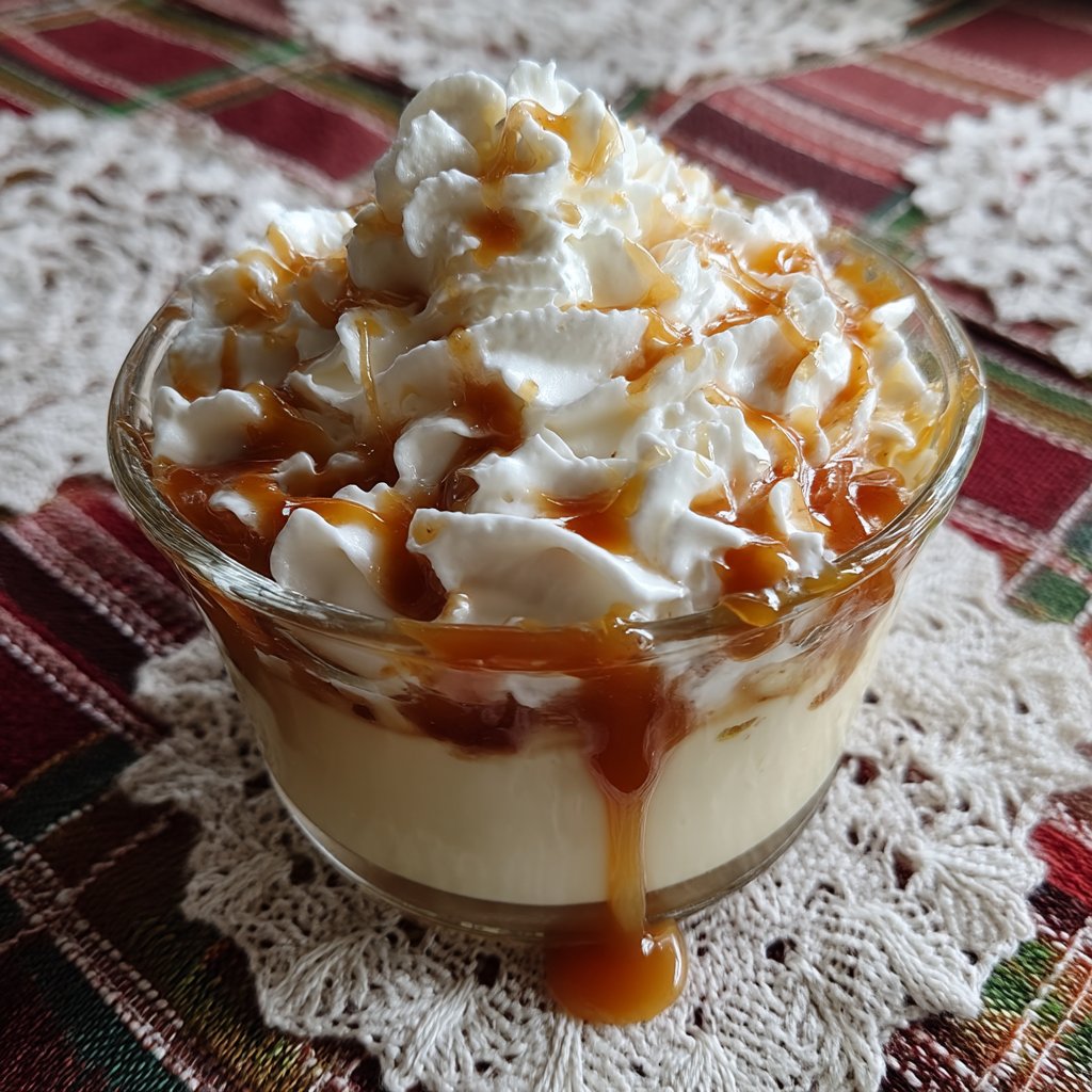 Salted Caramel Budino with Whipped Cream